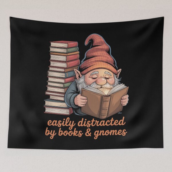 Item preview, Easily distracted by books and gnomes reading lover designed and sold by DoorwayThreads.