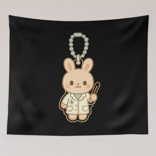 Item preview, Cute Bunny Doctor Kawaii keychain designed and sold by DamioPolArt.