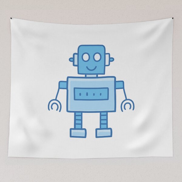 Item preview, little smiling blue robot designed and sold by ReZH-Creations.
