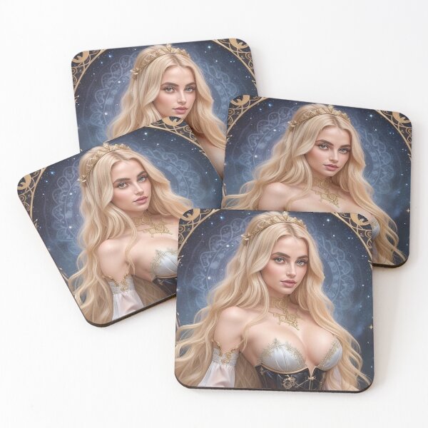 Item preview, Mystic Aries Goddess – Fire Tarot Woman with Ram Horns & Stars designed and sold by MissSaylor.