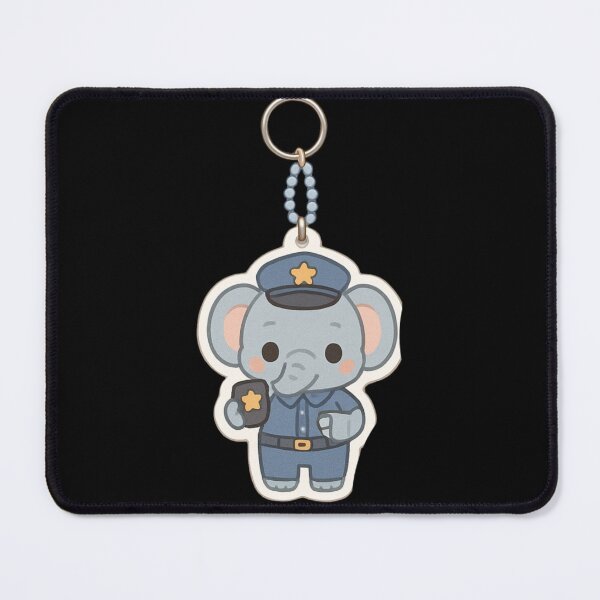 Item preview, Cute Elephant Police Officer Kawaii keychain designed and sold by DamioPolArt.