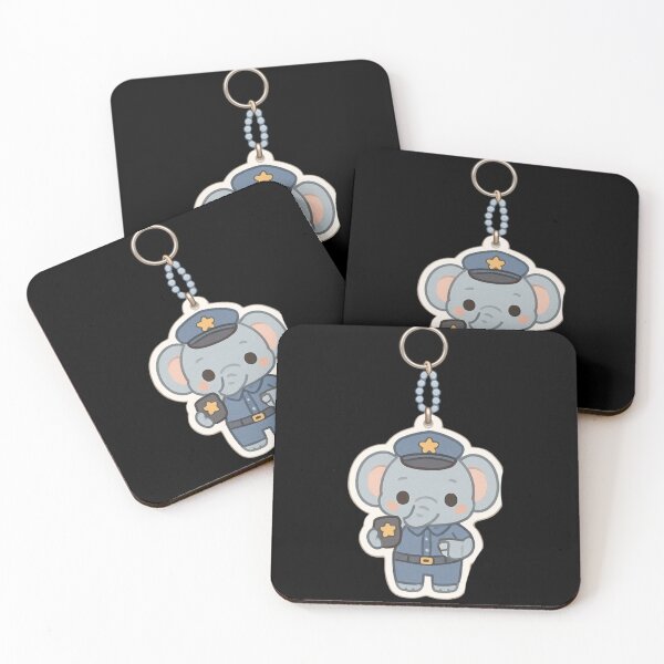 Item preview, Cute Elephant Police Officer Kawaii keychain designed and sold by DamioPolArt.