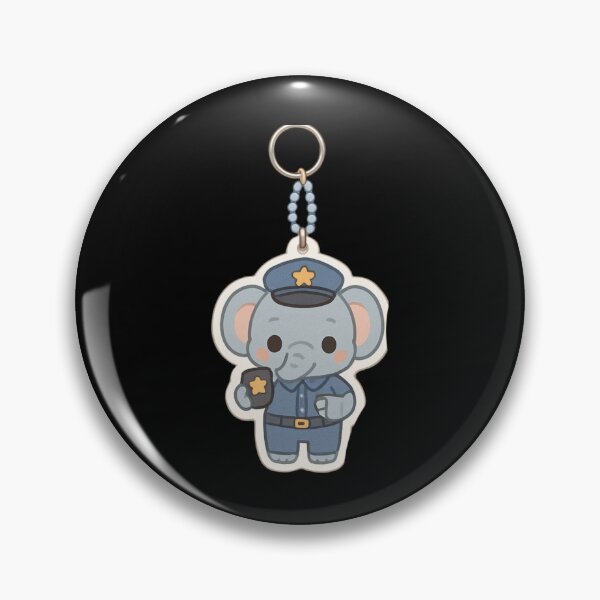 Item preview, Cute Elephant Police Officer Kawaii keychain designed and sold by DamioPolArt.