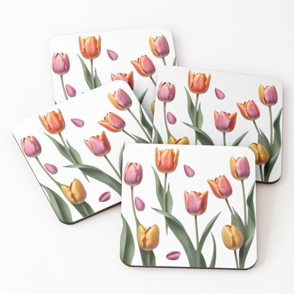 Item preview, Colorful Spring Tulips Collection on White Background designed and sold by poraya.