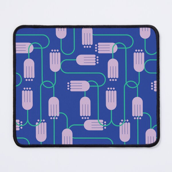 Item preview, Geometric Flower Pattern • Abstract Floral Print • Modern Lavender Blossoms on Blue designed and sold by Lala and Jull.