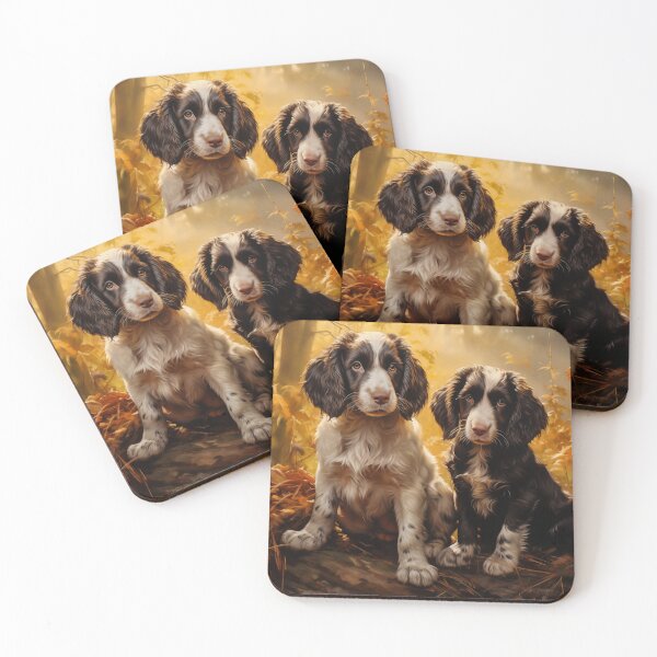 Item preview, Two English Springer Spaniels in Autumn Forest designed and sold by PetsArt.