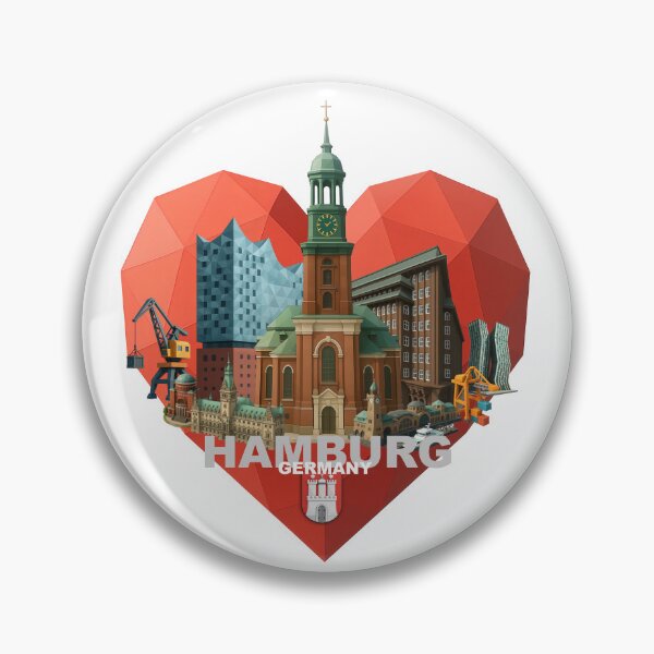 Item preview, Heart for Hamburg – Low-Poly Skyline Collage designed and sold by Earth Celebration Designs.
