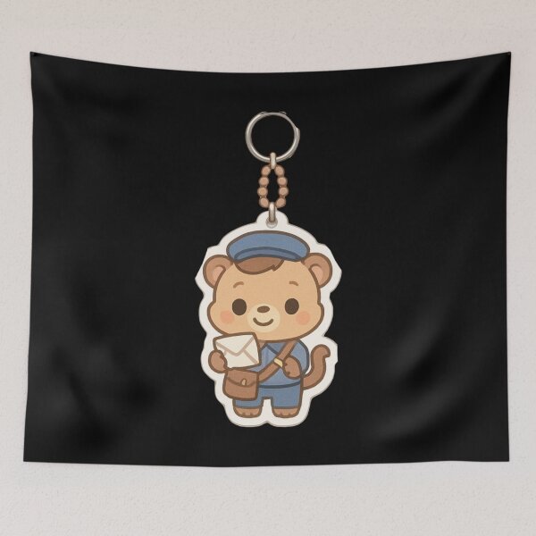 Item preview, Cute Monkey Mail Carrier Kawaii keychain designed and sold by DamioPolArt.