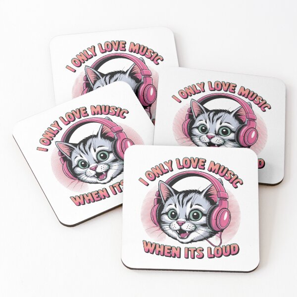 Item preview, I Only Love Music When It’s Loud – Cute Cat with Headphones Design designed and sold by TipTop GFX.