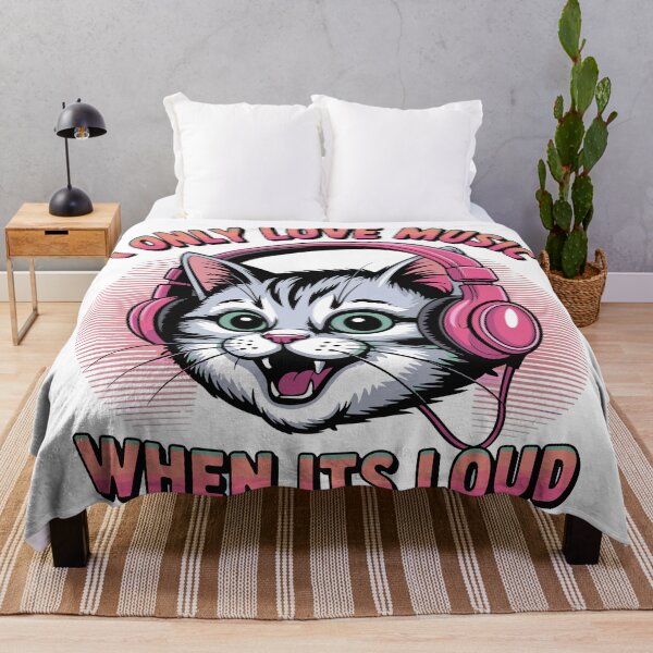 Item preview, I Only Love Music When It’s Loud – Cute Cat with Headphones Design designed and sold by TipTop GFX.