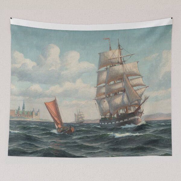 Item preview, Kattegat Bound: A Maritime Scene by an Unknown 1800s Artist designed and sold by HyperionPacific.