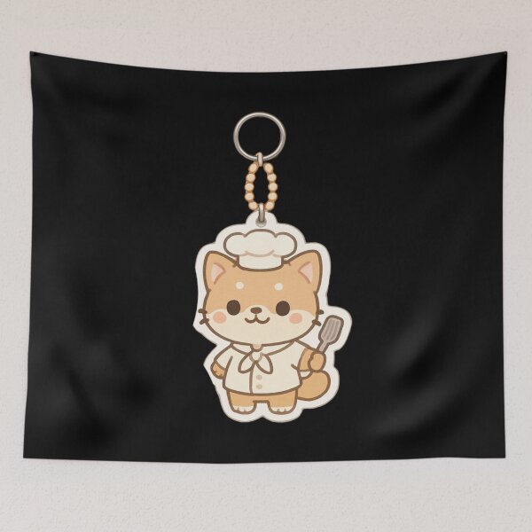 Item preview, Cute Shiba Inu Chef Kawaii keychain designed and sold by DamioPolArt.