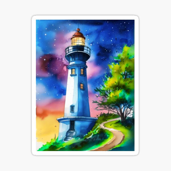 Item preview, Lighthouse Under a Starry Night Sky designed and sold by Marymarice.