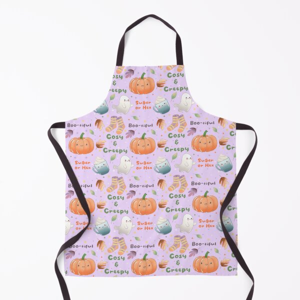 Item preview, Cosy and Creepy Halloween Seamless Pattern - Cute Ghosts, Pumpkins, Socks, Mugs and Autumn Leaves, Kawaii Fall designed and sold by Lone Jensen.
