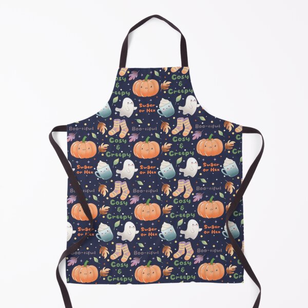 Item preview, Cosy and Creepy Halloween Seamless Pattern - Cute Ghosts, Pumpkins, Socks, Mugs and Autumn Leaves, Kawaii Fall designed and sold by Lone Jensen.