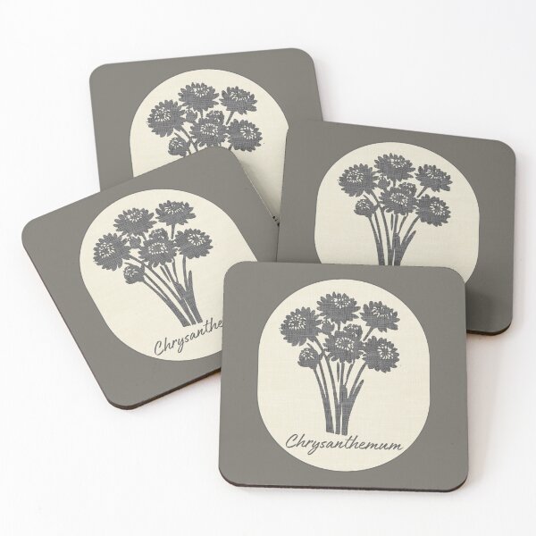 Item preview, Chrysanthemum November Birth Flower Stamp Linen Mums Label designed and sold by TackyTime.