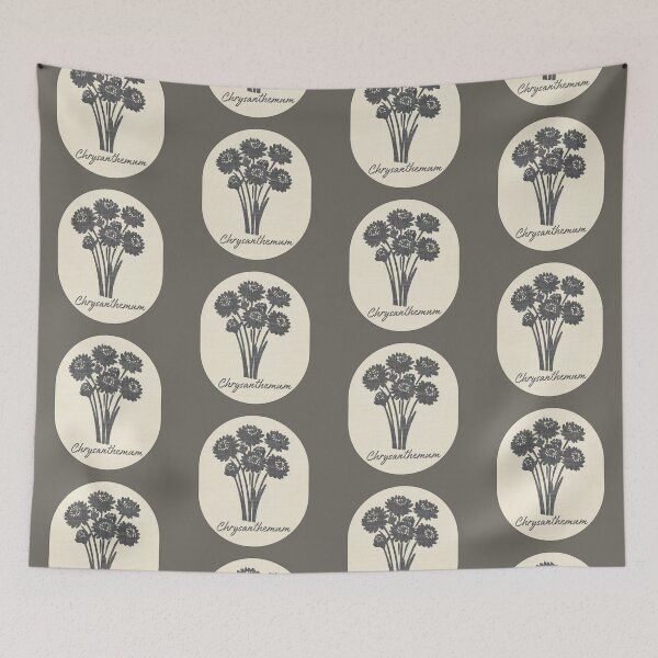 Item preview, Chrysanthemum November Birth Flower Stamp Linen Mums Label designed and sold by TackyTime.