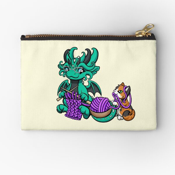 Knitting Dragon Zipper Pouch