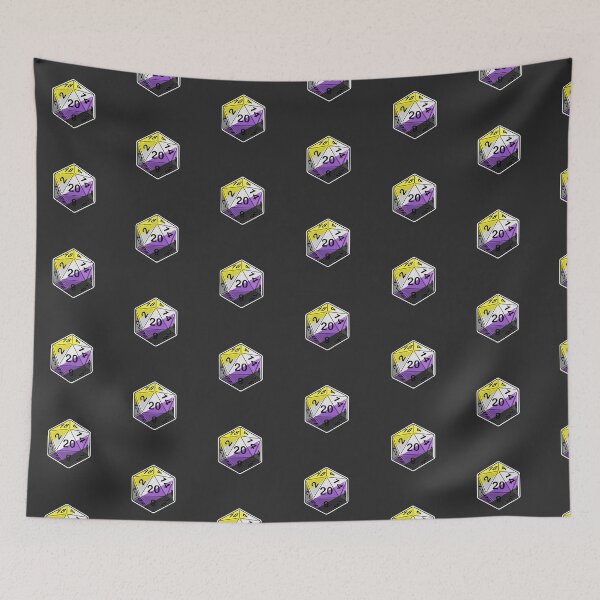 Item preview, Nonbinary Pride d20 designed and sold by PaintbrushPixel.