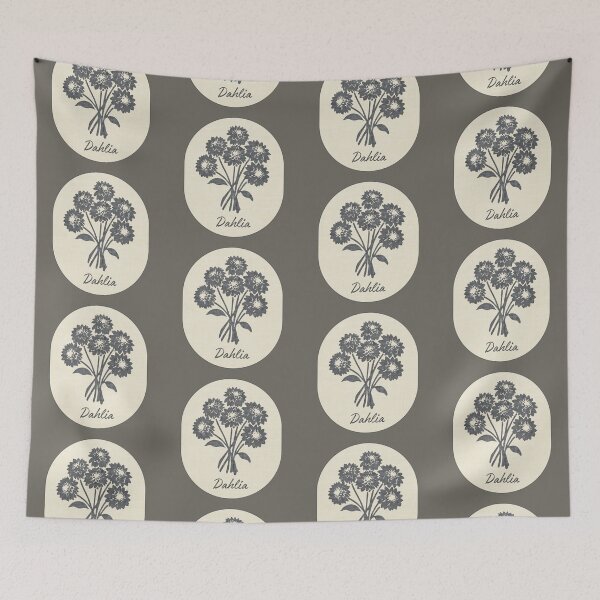 Item preview, Dahlia August Birth Flower Stamp Linen Floral Label designed and sold by TackyTime.