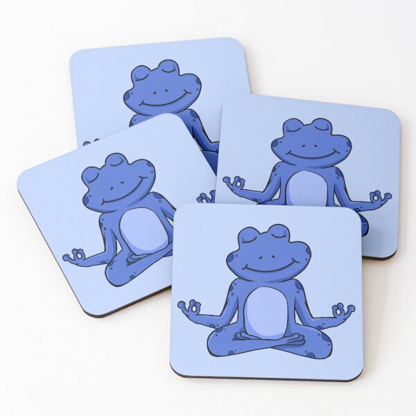 Item preview, Zen Frog – Blue Cartoon Frog Meditating in Yoga Pose designed and sold by EmeraldeaArt.