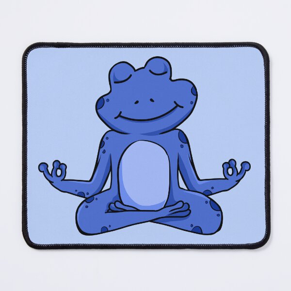 Item preview, Zen Frog – Blue Cartoon Frog Meditating in Yoga Pose designed and sold by EmeraldeaArt.