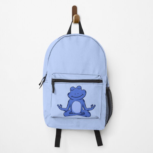 Item preview, Zen Frog – Blue Cartoon Frog Meditating in Yoga Pose designed and sold by EmeraldeaArt.