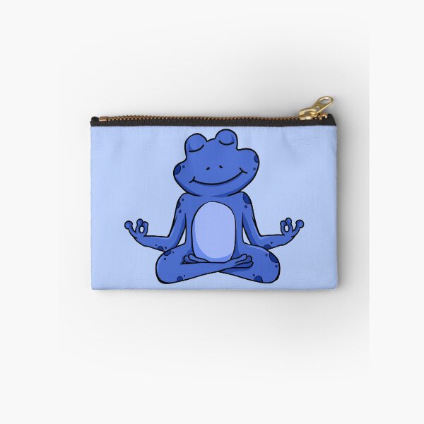 Item preview, Zen Frog – Blue Cartoon Frog Meditating in Yoga Pose designed and sold by EmeraldeaArt.