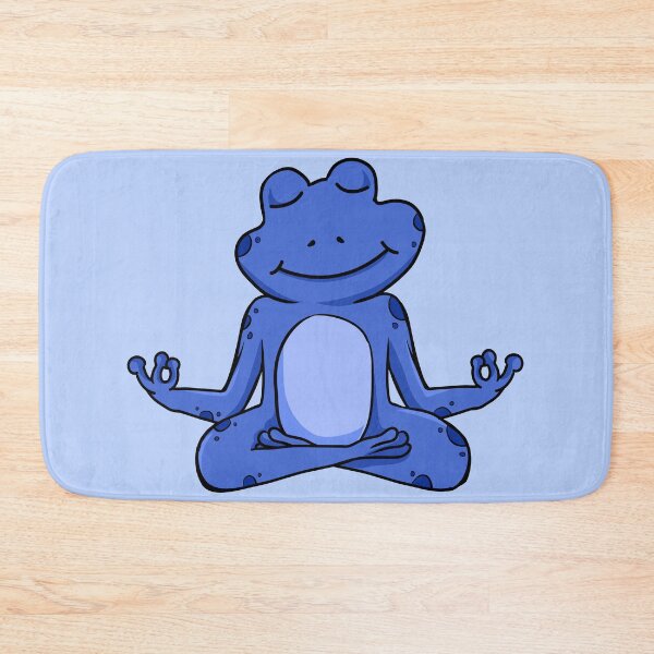 Item preview, Zen Frog – Blue Cartoon Frog Meditating in Yoga Pose designed and sold by EmeraldeaArt.