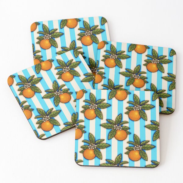 Item preview, Zesty Orange on Blue Stripe Pattern designed and sold by Object of Reference Designs.