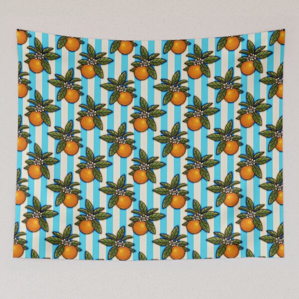 Item preview, Zesty Orange on Blue Stripe Pattern designed and sold by Object of Reference Designs.