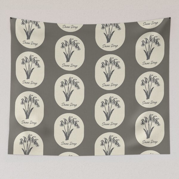 Item preview, Snow Drop January Birth Flower Stamp Linen Label designed and sold by TackyTime.