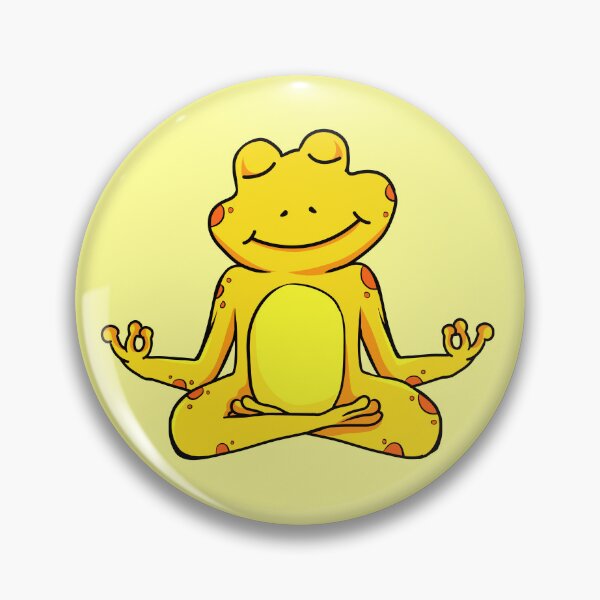 Item preview, Zen Frog – Yellow Cartoon Frog Meditating in Yoga Pose designed and sold by EmeraldeaArt.