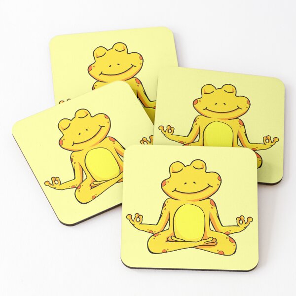 Item preview, Zen Frog – Yellow Cartoon Frog Meditating in Yoga Pose designed and sold by EmeraldeaArt.