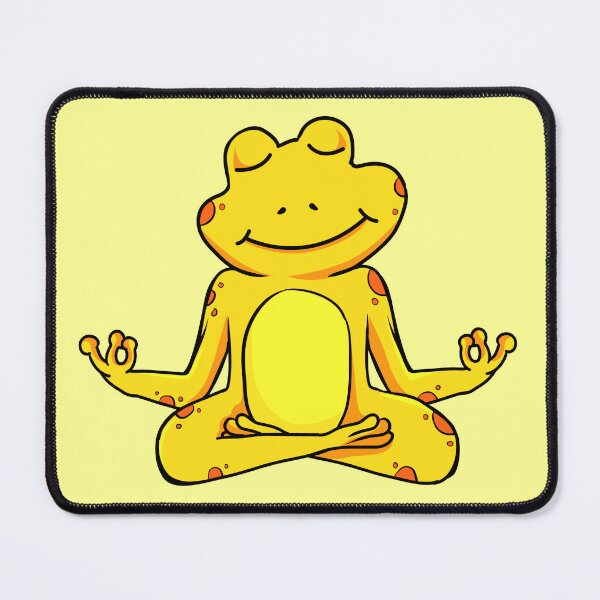 Item preview, Zen Frog – Yellow Cartoon Frog Meditating in Yoga Pose designed and sold by EmeraldeaArt.