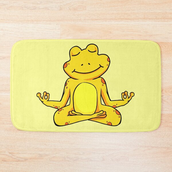 Item preview, Zen Frog – Yellow Cartoon Frog Meditating in Yoga Pose designed and sold by EmeraldeaArt.