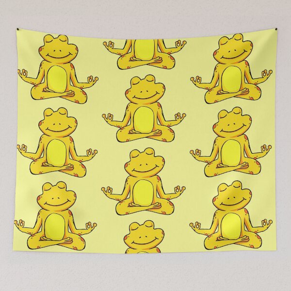 Item preview, Zen Frog – Yellow Cartoon Frog Meditating in Yoga Pose designed and sold by EmeraldeaArt.