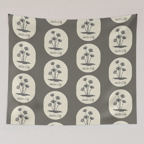 Aperçu de l'œuvre Étiquette en lin pour tampon Water Lily July Birth Flower créée et vendue par TackyTime.