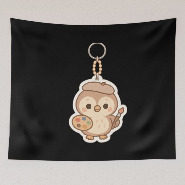Item preview, Cute Owl Artist Kawaii keychain designed and sold by DamioPolArt.