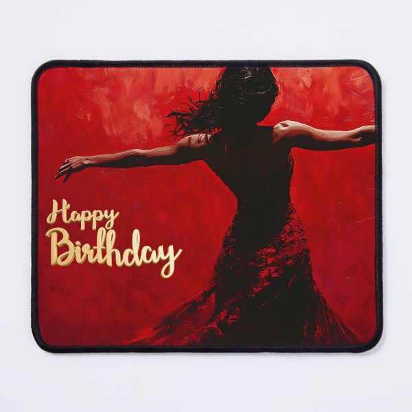 Item preview, Flamenco Dancer in Red with Elegant Happy Birthday Text designed and sold by daila70.
