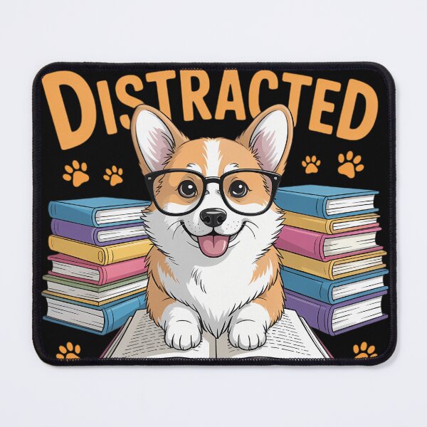 Item preview, Easily Distracted By Dogs & Books Corgi Dog designed and sold by WalshDrawnLaugh.