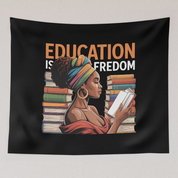 Item preview, Education is Freedom Black Afro Teachers Book Lovers designed and sold by WalshDrawnLaugh.