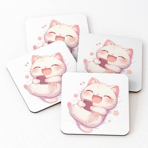 Item preview, Lazy Kawaii Cat with Phone – Cute Cartoon Chill Design designed and sold by Windy-market.