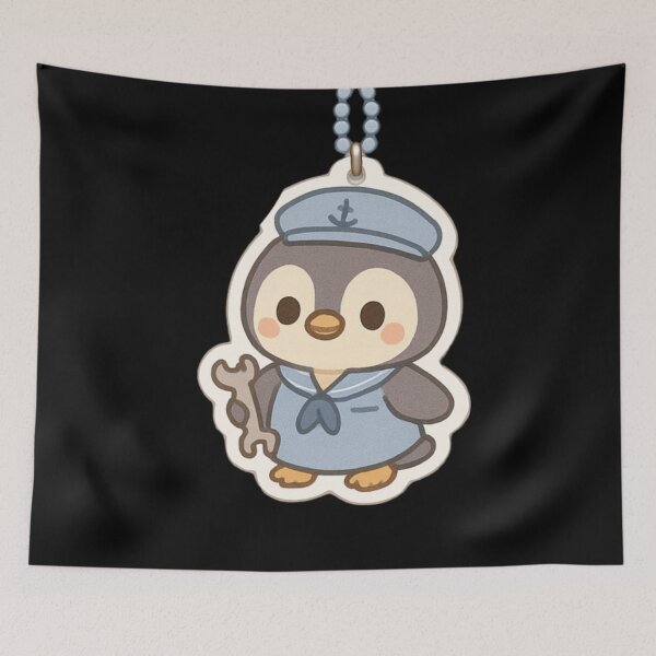 Item preview, Cute Penguin Sailor Kawaii keychain designed and sold by DamioPolArt.