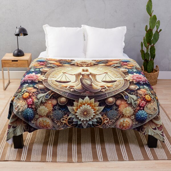Item preview, Blue Gold Floral Libra Zodiac | Celestial Astrology Art designed and sold by GuyBlank.