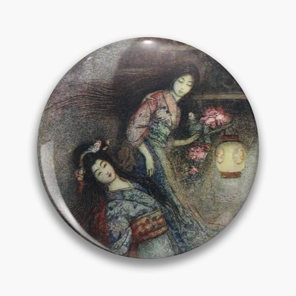 Item preview, The Peony Lantern – Vintage Japanese Ghost Fairy Tale Illustration by Warwick Goble (1910) designed and sold by RewindRelicsLI.