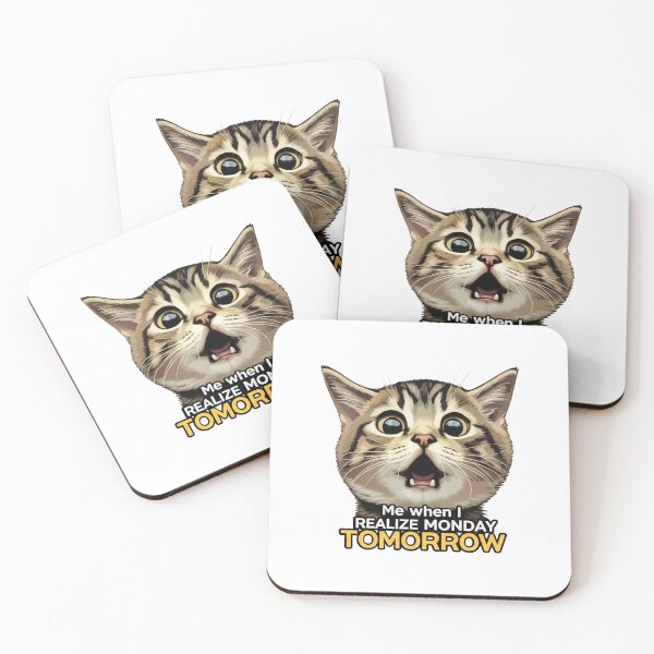 Item preview, Funny meme - Me When I Realize Monday Tomorrow - Shocked Cat designed and sold by hamishby.