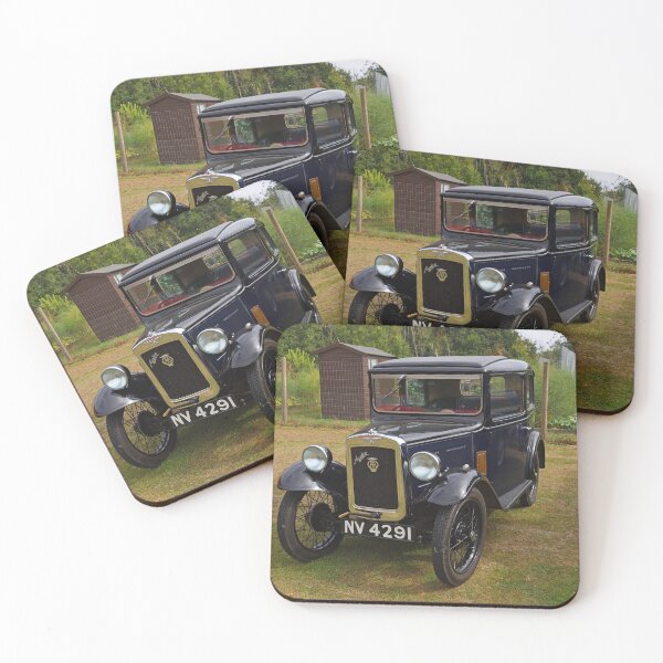 Item preview, Vintage  1934 Austin Seven motor car parked in front of allotments  designed and sold by Umdash919.