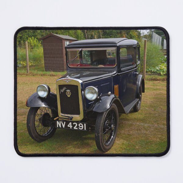 Item preview, Vintage 1934 Austin Seven motor car parked in front of allotments designed and sold by Umdash919.
