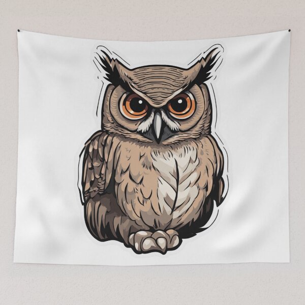 Item preview, Cartoon Great Horned Owl designed and sold by FamiliarPufferfish.
